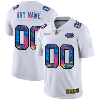 Men's San Francisco 49ers Customized 2020 White Crucial Catch Limited Stitched Limited Jersey (Check description if you want Women or Youth size)